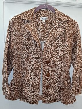 Joan Rivers Fitted Women's Brown/Cream Leopard/Cheetah Print Jacket-Small
